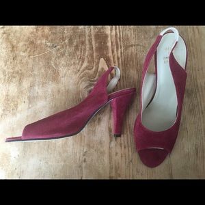 American Apparel Open Toe Suede Slingback Heels 👠